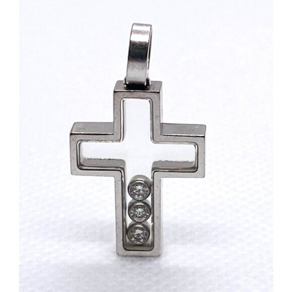 SOLD!!! Chopard Happy Diamonds 18K 750 White Gold Cross Pendant Charm - Picture 3 of 10